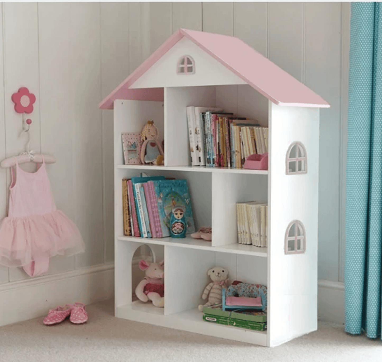Veronica Hand-Carved Dollhouse Bookcase For Kids-2
