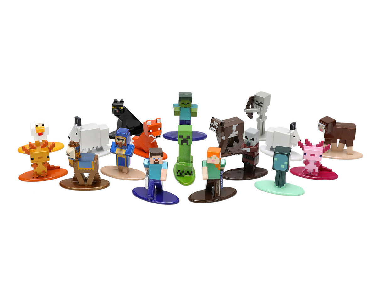 "Minecraft: Caves & Cliffs" Set of 18 Diecast Figures "Nano Metalfigs" Series Diecast Models by Jada-1