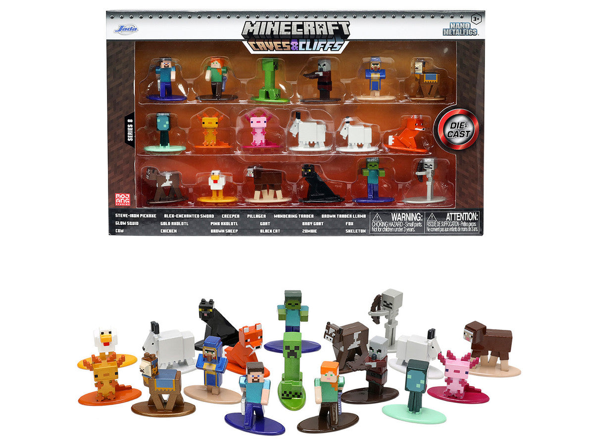 "Minecraft: Caves & Cliffs" Set of 18 Diecast Figures "Nano Metalfigs" Series Diecast Models by Jada-2