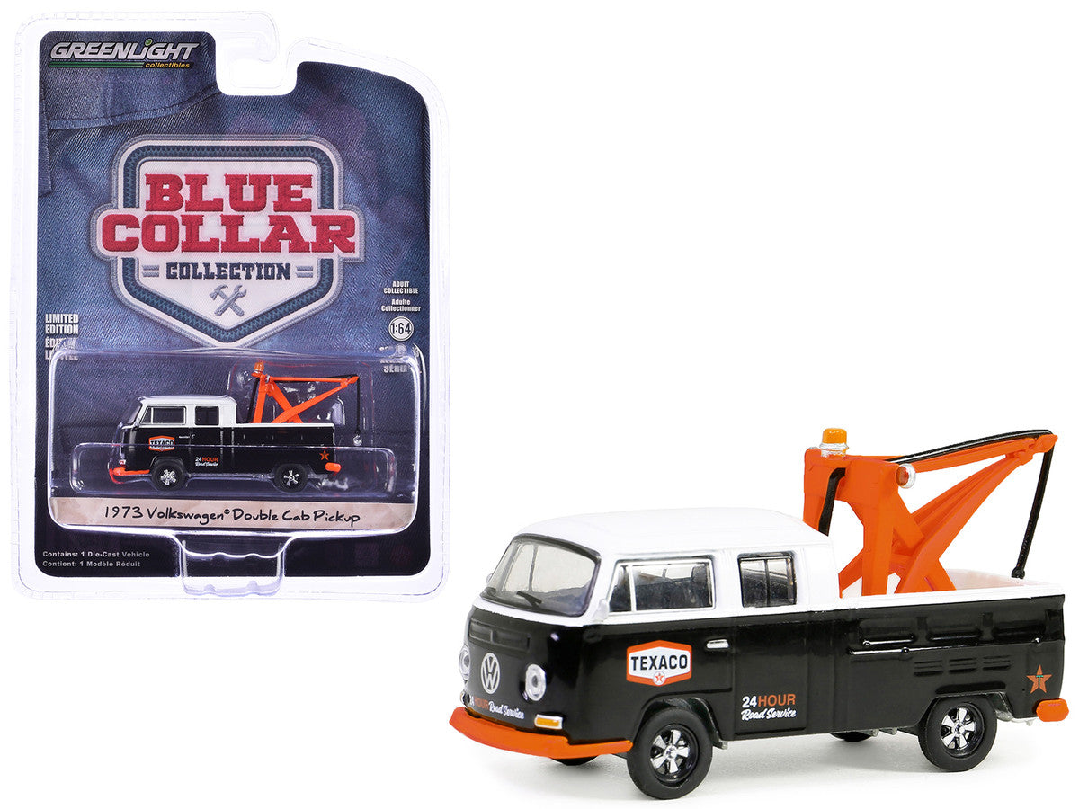 1973 Volkswagen Double Cab Tow Truck Black and White "Texaco 24 Hour Road Service" "Blue Collar Collection" Series 13 1/64 Diecast Model Car by Greenlight-0