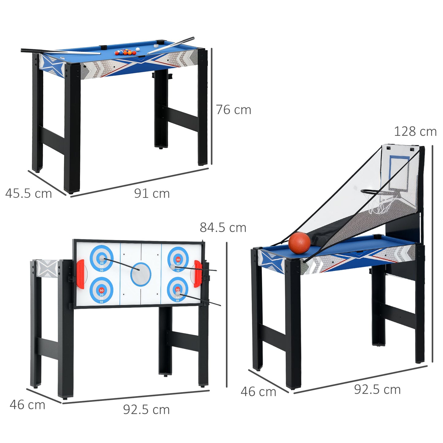 5 in 1 Multi Games Table Combo Sports Game Table for Kids, Mini Pool Table, Table Tennis Table, Hockey Table, Basketball Arcade Game, Bow and Arrow, Blue-2