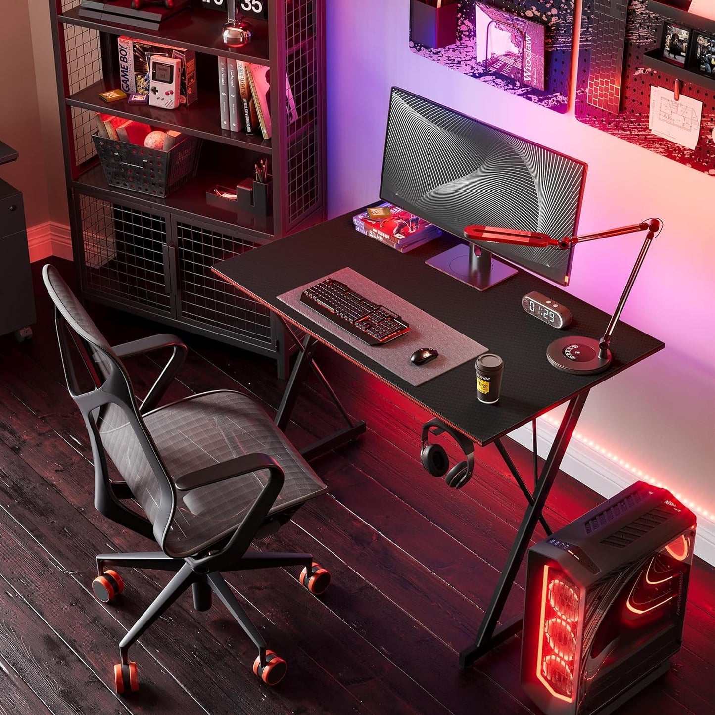 Gaming Desk 32 Inch PC Computer Desk, Home Office Desk Table Gamer Workstation, Simple Game Table, Black-1