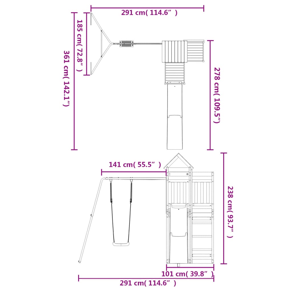 vidaXL Outdoor Playset Solid Wood Pine-2