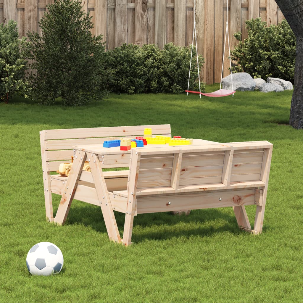vidaXL Picnic Table for Kids Outdoor Patio Garden Furniture Solid Wood Pine-2