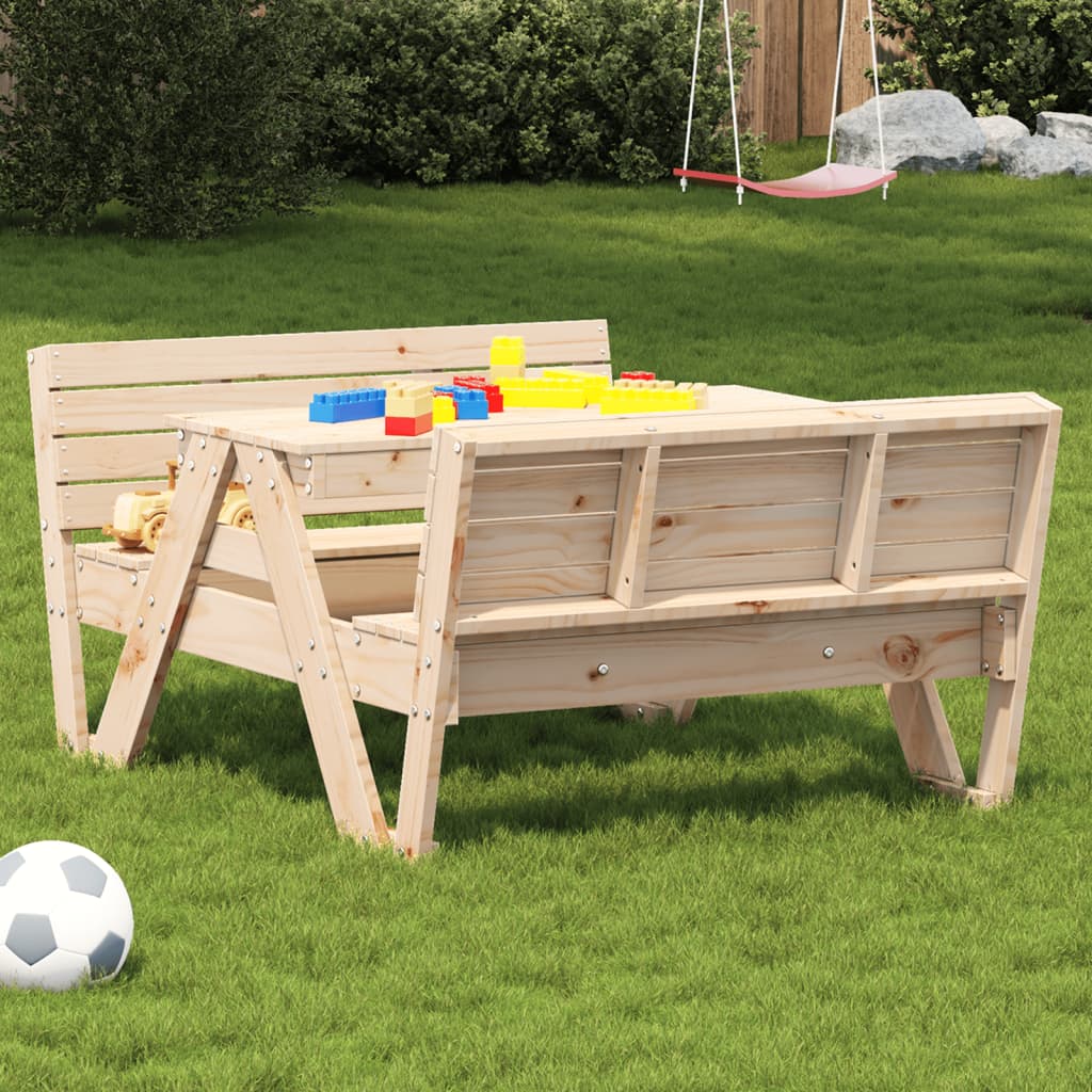 vidaXL Picnic Table for Kids Outdoor Patio Garden Furniture Solid Wood Pine-0