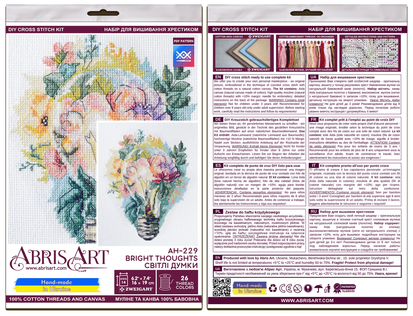 Cross-stitch kits - Bright thoughts AH-229-2