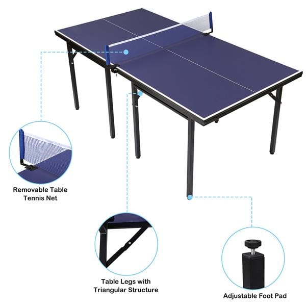 8 Legs Table Tennis Table for Kids Dark Blue Desktop-11