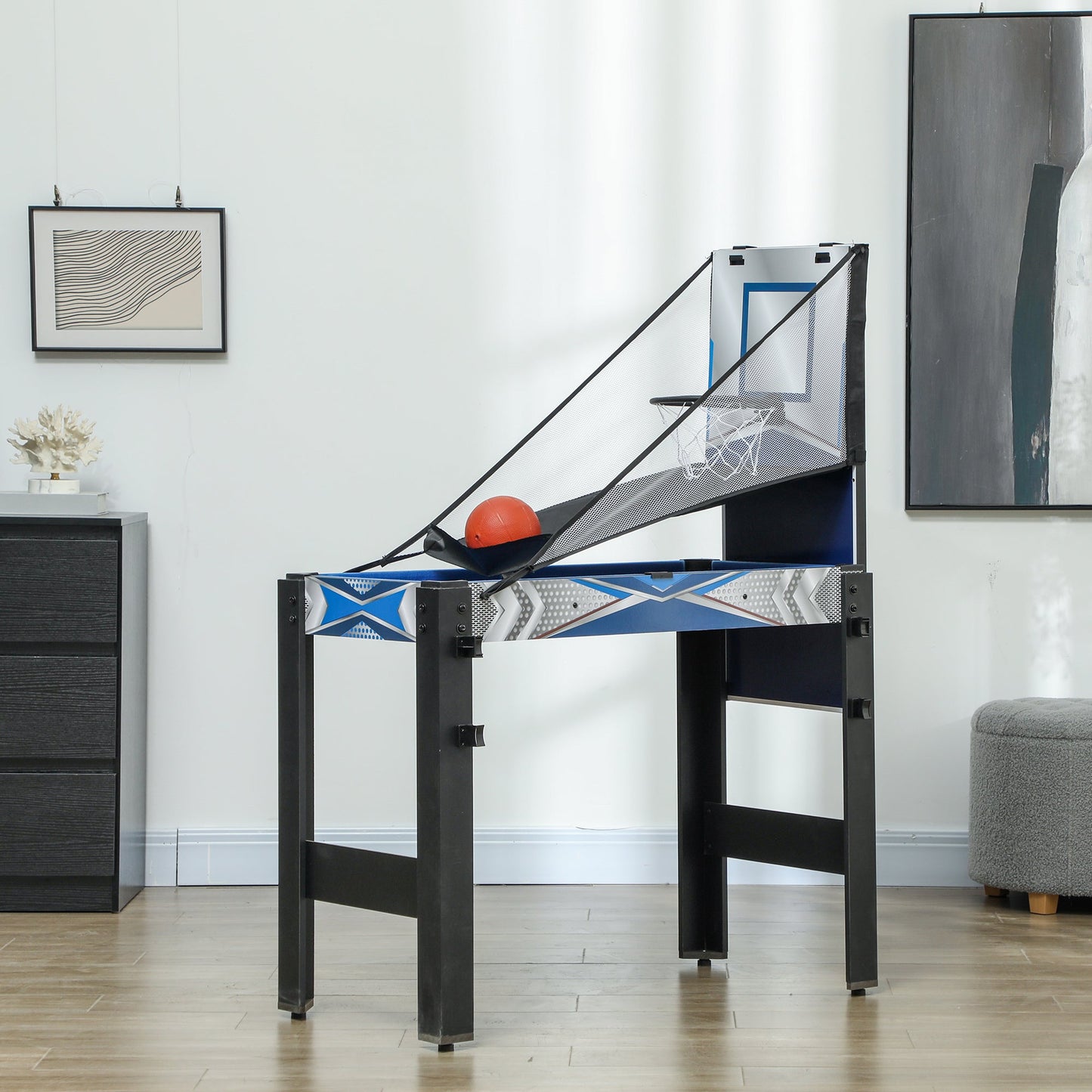 5 in 1 Multi Games Table Combo Sports Game Table for Kids, Mini Pool Table, Table Tennis Table, Hockey Table, Basketball Arcade Game, Bow and Arrow, Blue-1