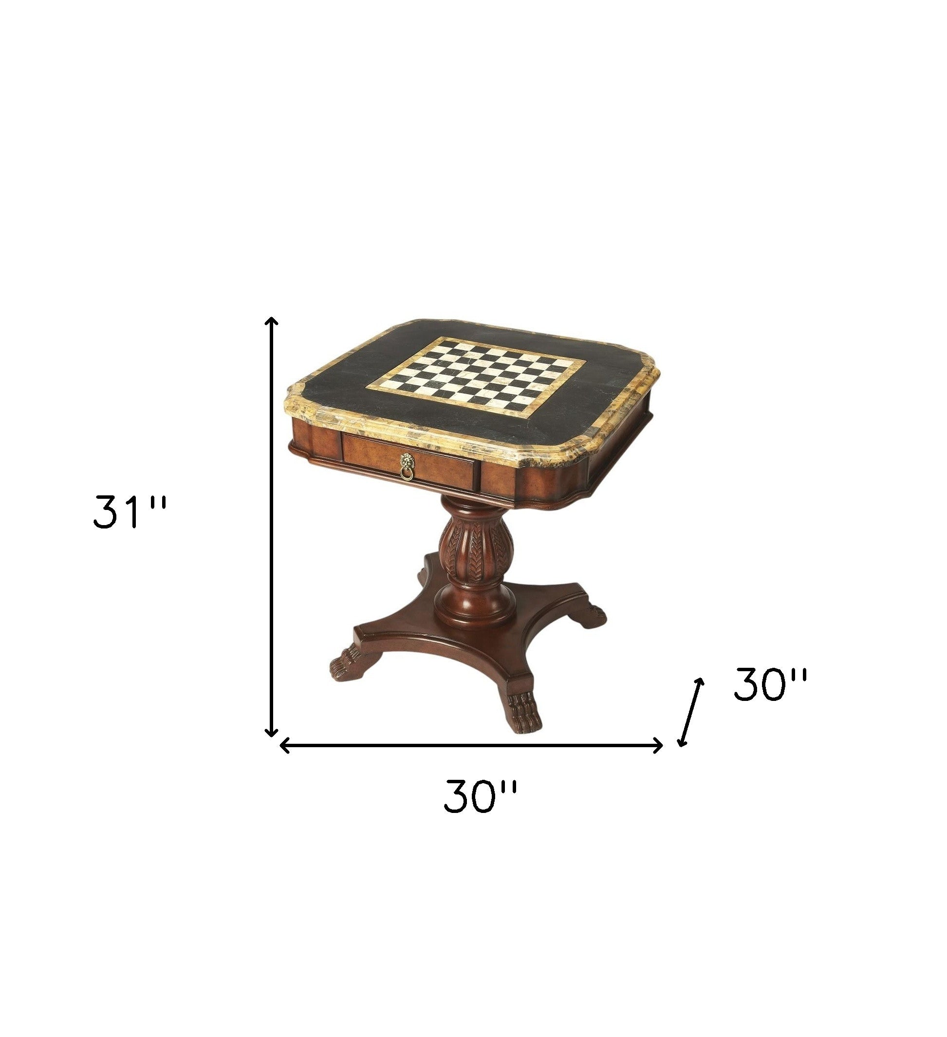 30" Brown Stone And Wood Square Game Table-7