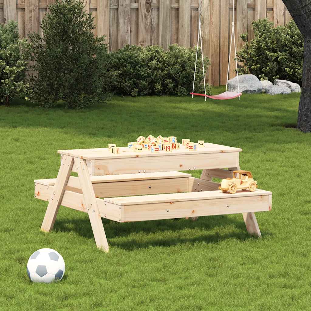 vidaXL Picnic Table with Sandpit for Kids Outdoor Furniture Solid Wood Pine-1