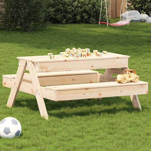 vidaXL Picnic Table with Sandpit for Kids Outdoor Furniture Solid Wood Pine-0