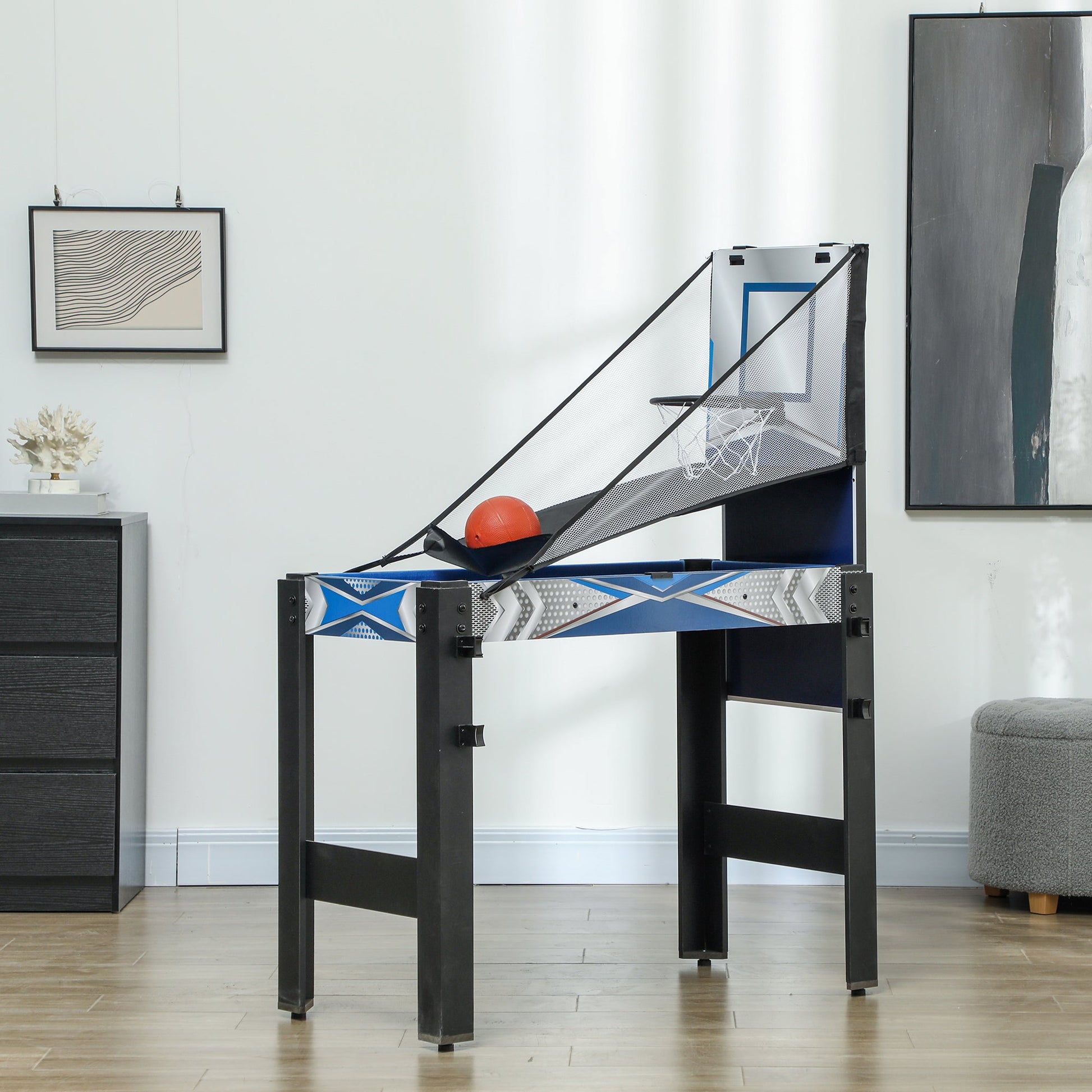 5 in 1 Multi Games Table Combo Sports Game Table for Kids, Mini Pool Table, Table Tennis Table, Hockey Table, Basketball Arcade Game, Bow and Arrow, Blue-1