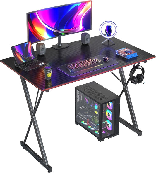 Gaming Desk 32 Inch PC Computer Desk, Home Office Desk Table Gamer Workstation, Simple Game Table, Black-0